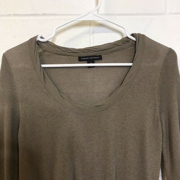 Banana Republic Womens Long Sleeve Taupe Light Weight Wool Blend Sweater Small - Picture 2 of 12